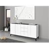 Dmora - Credenza Paolo, Madia da cucina 3 ante e 3 cassetti, Buffet da soggiorno, 100% Made in Italy, cm 160x40h82, Bianco lucido e Ardesia