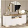 Dmora - Credenza Nekkar, Buffet da soggiorno, Madia da salotto, Dispensa da cucina, 180x45h75 cm, Quercia e Bianco