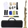 Btuty Ottone Dritto Sib Soprano Sassofono Nichelato Sax Strumento a fiato Modello di intaglio con custodia per il trasporto Bocchino Kit di pulizia per ance Guanti Cinghie Pennello