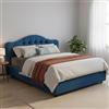 Dmora Letto Matrimoniale Rossana blu Sfoderabile Contenitore, Letto Matrimoniale Dimensione Materasso 160x200 cm Made in Italy