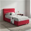 Dmora Letto Singolo Tilde Rosso Sfoderabile Contenitore, Dimensione Materasso 80x200 cm Made in Italy