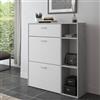 Dmora Scarpiera Polinesia 90x26x102h cm Grigio Cemento Paia, Mobile Portascarpe un Cassetto