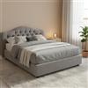 Dmora Letto Matrimoniale Rossana Grigio Sfoderabile Contenitore, Letto Matrimoniale Dimensione Materasso 160x200 cm Made in Italy