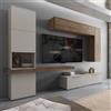 Dmora Parete Attrezzata Levantino Beige Modulabile 2 Cassetti, Mobile Soggiorno 9 Ripiani