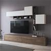 Dmora Parete Attrezzata Line Marrone Noce 5 Ripiani Modulabile, Mobile Soggiorno Apertura Battente, a Ribalta