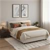 Dmora Letto Alla Francese Tonia Beige Sfoderabile Contenitore, Dimensione Materasso 120x200 cm Made in Italy