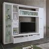Dmora Parete Attrezzata Visayan Bianco Modulabile 4 Cassetti, Mobile Soggiorno 8 Ripiani