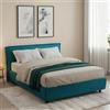 Dmora Letto Alla Francese Tristana Azzurro Materasso Incluso Sfoderabile, Contenitore Made in Italy