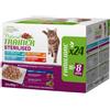 Natural trainer multipack cat adult sterilised bocconcini merluzzo, tacchino, tonno, manzo 24x85gr