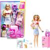 Barbie - Set da viaggio Malibu, Bambola e accessori, con cagnolino e oltre 10 pezzi, valigie funzionanti incluse, Giocattolo per Bambini 3+ Anni, HJY18