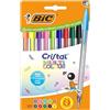 BIC Penne a Sfera Cristal Multicolour Punta Larga (1,6 mm) - Inchiostro di Colori Classici, Fluo e Divertenti Assortiti, Confezione da 10