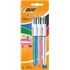 Bic 4 Colori Penne A Sfera, Shine, Ottime Per La Scuola, Fusti Metallizzati, Multicolore, 3 Unità, Confezione Da 1