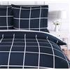 Amazon Basics Set copripiumino singolo in microfibra, 2 pezzi, copripiumino 135 x 200 cm e 1 federa da 80 x 80 cm, blu navy a quadri