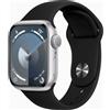 Apple Watch Series 9 alluminio 41 mm (2023) | GPS | Argento | Cinturino Sport Nero S/M - buono