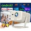 ZENWIRE Proiettore ZENWIRE con Android, WiFi, Bluetooth, Full HD, supporto 4K, 12000 lumen, autofocus, portatile, mini proiettore per home cinema e ufficio "H8"