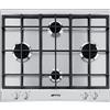 SMEG P260XGH PIANO COTTURA GAS, 4 zone di cottura, dimensioni: L 60 cm, P 51 piano in Acciaio inossidabile, Inox
