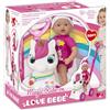 SUPERSTAR, LOVE BEBÈ Bambola con cavalcabile unicorno per passeggiate divertenti 37 cm - love bebè