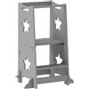 Scala montessori convertibile in set tavolo e sedie con barra di sicurezza, in legno, 60x44.5x86 cm, grigio