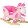 Cavallo a Dondolo Unicorno con 32 Canzoni, Base in Legno e Cintura di Sicurezza, Età 18-36 Mesi, Rosa