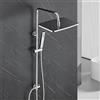 Görbach Colonna Doccia in Acciaio Inox senza Miscelatore, Set Doccia a Pioggia con Doccetta e asta doccia regolabile in altezza 74-114 cm, soffione XXL 35x25 cm cromato