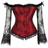 jutrisujo corsetto sexy bustino bianco sposa pizzo elegante donna Manica lunga burlesque halloween