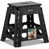 VOUNOT® Sgabello Pieghevole Superficie Antiscivolo con Maniglia, Sgabello Portatile e Compatto, per Cucina, Bagno, Giardino, Campeggio e Casa, 39 x 32 x 40 cm, Nero