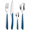 AMEFA - Servizio di posate da 24 posti per 6 persone - Eclat Nature - Acciaio 18/0 - Finitura Brillante - Blu navy