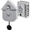 Fisura - Orologio a cucù grigio con quadrante bianco. Orologio da parete. Orologio da parete originale per regalo. 3 batterie AA non incluse. Dimensioni: 21,5x8x41,5 cm. Plastica ABS.