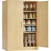 VASAGLE Scarpiera Armadio con Ante, Scarpiera da Ingresso Moderna con Ripiani Regolabili, Mobile Portascarpe Slim, 5 Ripiani, per 12 a 15 Paia di Scarpe, 2 Ante, Beige Rovere HSC501YJ01