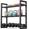 Aurobest 3 Livelli Porta Manubri Regolabile, Supporto Kettlebell, Scaffale per Manubri Metallo Resistente, Rastrelliera Pesi Salvaspazio, Organizzatore Attrezzatura per Casa, Palestra (Capacità 360 LB)