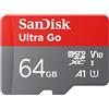 SanDisk 64GB Ultra Go scheda microSDXC + adattatore SD (per smartphones e Tablet Android, UHS-I, fino a 150 MB/s, Full HD Video, V10, con prestazioni app A1, Class 10, U1) per Amazon