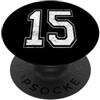 Vintage Varsity Athletic Numbers Maglia sportiva con numero 15, effetto invecchiato PopSockets PopGrip Adesivo