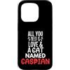 Caspian Cat Name GIfts Custodia per iPhone 15 Pro Design con nome del gatto del Caspio, tutto ciò di cui hai bisogno è amore