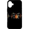 Drum Kit Heartbeat Vintage T-Shirts Custodia per iPhone 16 Plus Batteria Battito cardiaco Vintage ECG Cardiogramma Retro