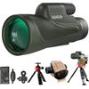 Adasion Telescopio monoculare per adulti 12x56 HD ad alta potenza con adattatore per smartphone, telescopio monoculare ad alta potenza con chiara visione in condizioni di scarsa illuminazione