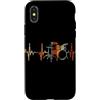 Drum Kit Heartbeat Vintage T-Shirts Custodia per iPhone X/XS Batteria Battito cardiaco Vintage ECG Cardiogramma Retro