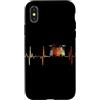 Drum Kit Heartbeat Vintage T-Shirts Custodia per iPhone X/XS Batteria Battito cardiaco Vintage ECG Cardiogramma Retro