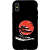 Pine Studio Custodia per iPhone X/XS Giapponese Bonsai pino e sole Vintage Paesaggio