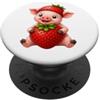 Pig Strawberry Farm Animal Cartoon Simpatico maiale fragola estate frutta cartone animato design PopSockets PopGrip Adesivo