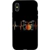 Drum Kit Heartbeat Vintage T-Shirts Custodia per iPhone X/XS Batteria Battito cardiaco Vintage ECG Cardiogramma Retro