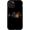 Drum Kit Heartbeat Vintage T-Shirts Custodia per iPhone 11 Pro Batteria Battito cardiaco Vintage ECG Cardiogramma Retro