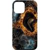 Mineral Shell Collection Custodia per iPhone 12 mini Design neutro biologico con cellule di ossidiana e caramello