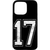 Vintage Varsity Athletic Numbers Custodia per iPhone 15 Pro Max Maglia sportiva con numero 17, effetto invecchiato