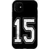 Vintage Varsity Athletic Numbers Custodia per iPhone 11 Maglia sportiva con numero 15, effetto invecchiato