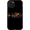Drum Kit Heartbeat Vintage T-Shirts Custodia per iPhone 11 Pro Batteria Battito cardiaco Vintage ECG Cardiogramma Retro