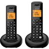 ALCATEL E260 S. Voice Duo - Telefono fisso cordless DECT con segreteria - Design compatto - Grande display - Vivavoce - Funzione blocco chiamate indesiderate - 2 portatili - Nero
