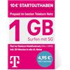 Deutsche Telekom MagentaMobil - Scheda SIM prepagata S senza contratto, 5G con I1 GB e Flat in rete mobile, 50 minuti gratuiti in tutti gli altri dt. reti I surf con 5G / LTE Max, 10 EUR di credito