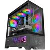 Mars Gaming MC-LCDX, Case Gaming ATX, Schermo IPS 9.16 e Connessione HDMI, Vetro Temperato Continuo, Pannello Inferiore Full Mesh, Doppia Camera, Supporto Raffreddamento Liquido fino a 360mm, Nero