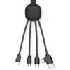 Xoopar Iné Smart Cavo Multi USB 4 in 1 NFC Pelle Riciclata - Nero | Cavo 4 in 1 in pelle riciclata con funzione NFC: USB-C, USB, Lightning e Micro USB