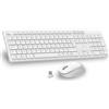LeadsaiL Set tastiera e mouse senza fili, ultra sottile e silenziosa, tastiera AZERTY francese full size 2,4 g con ricevitore USB per PC, laptop, Windows, Mac - bianco